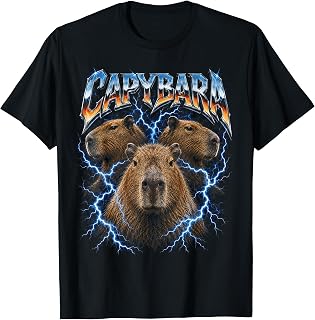 Capybara Vintage Meme 90s Heavy Retro Capybara Animal Lover T-Shirt