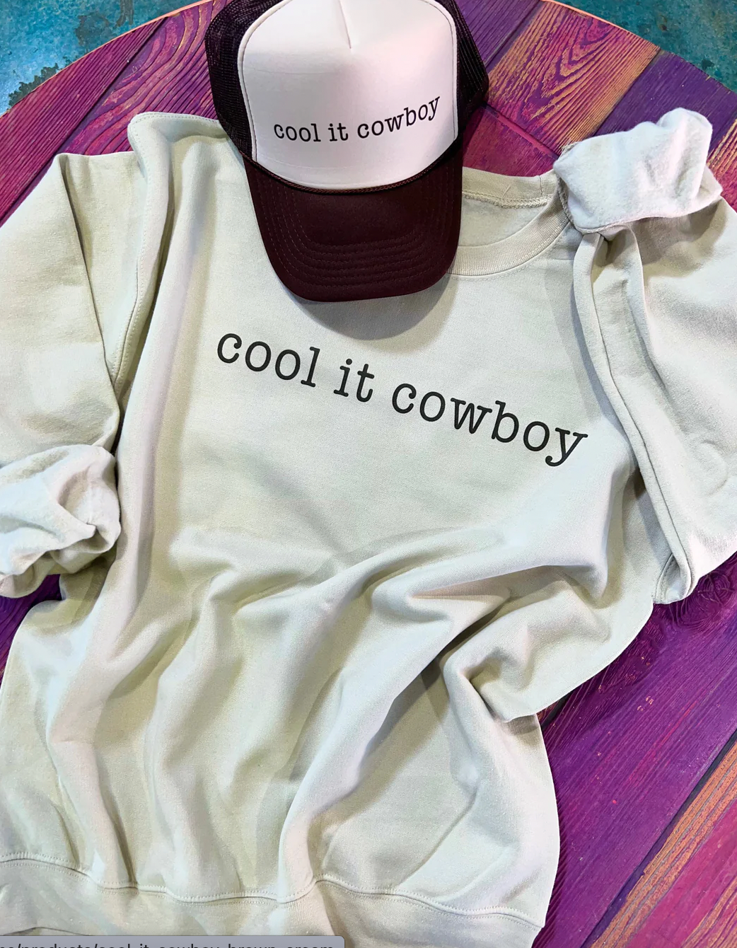 Cool It Cowboy -Cream Sweatshirt/ Tee Hoodie | PodTeesHub.com
