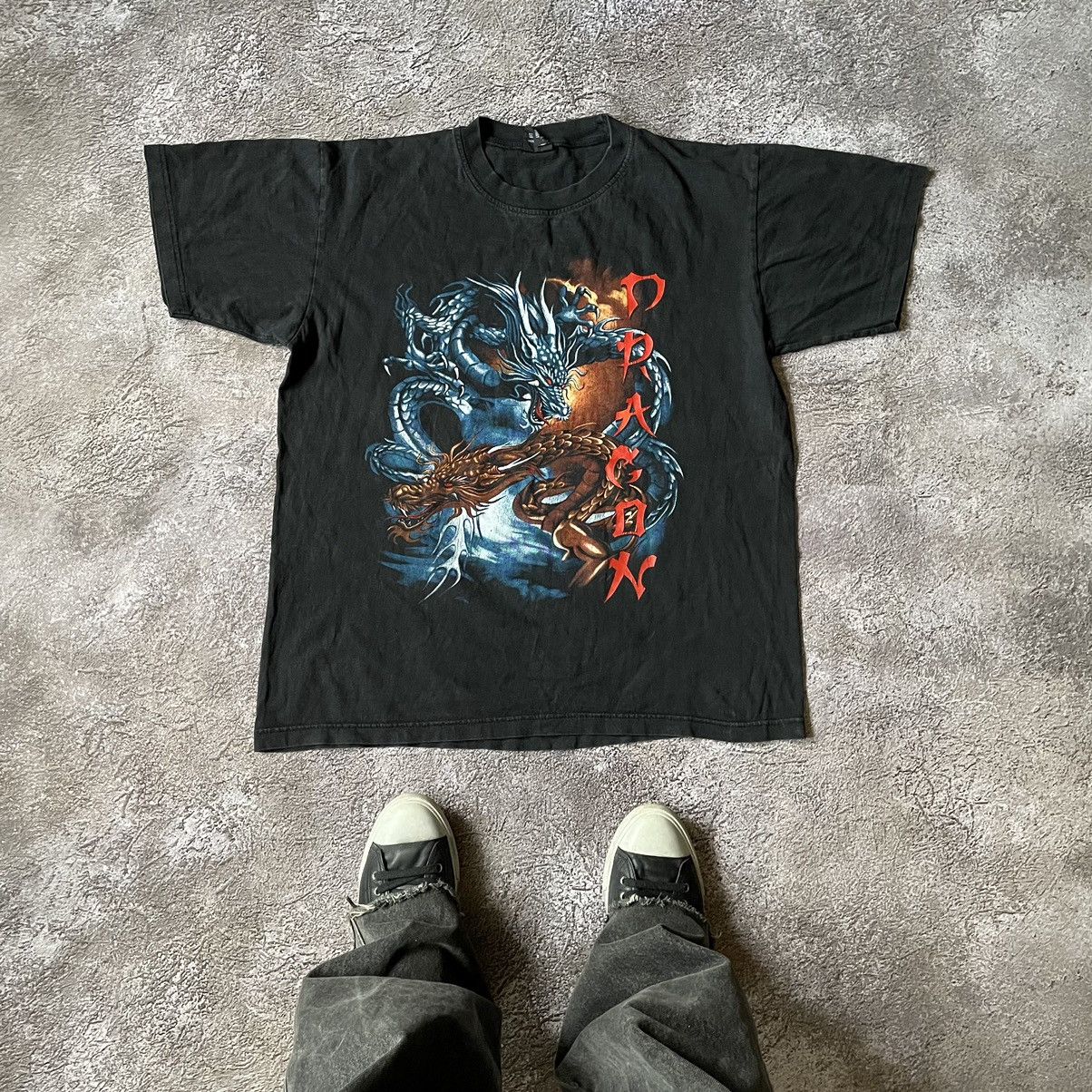 Vintage Y2k Japan Dragon Face 666 Devil Creepy Horror Tee Hoodie, Sweatshirt | PodTeesHub.com