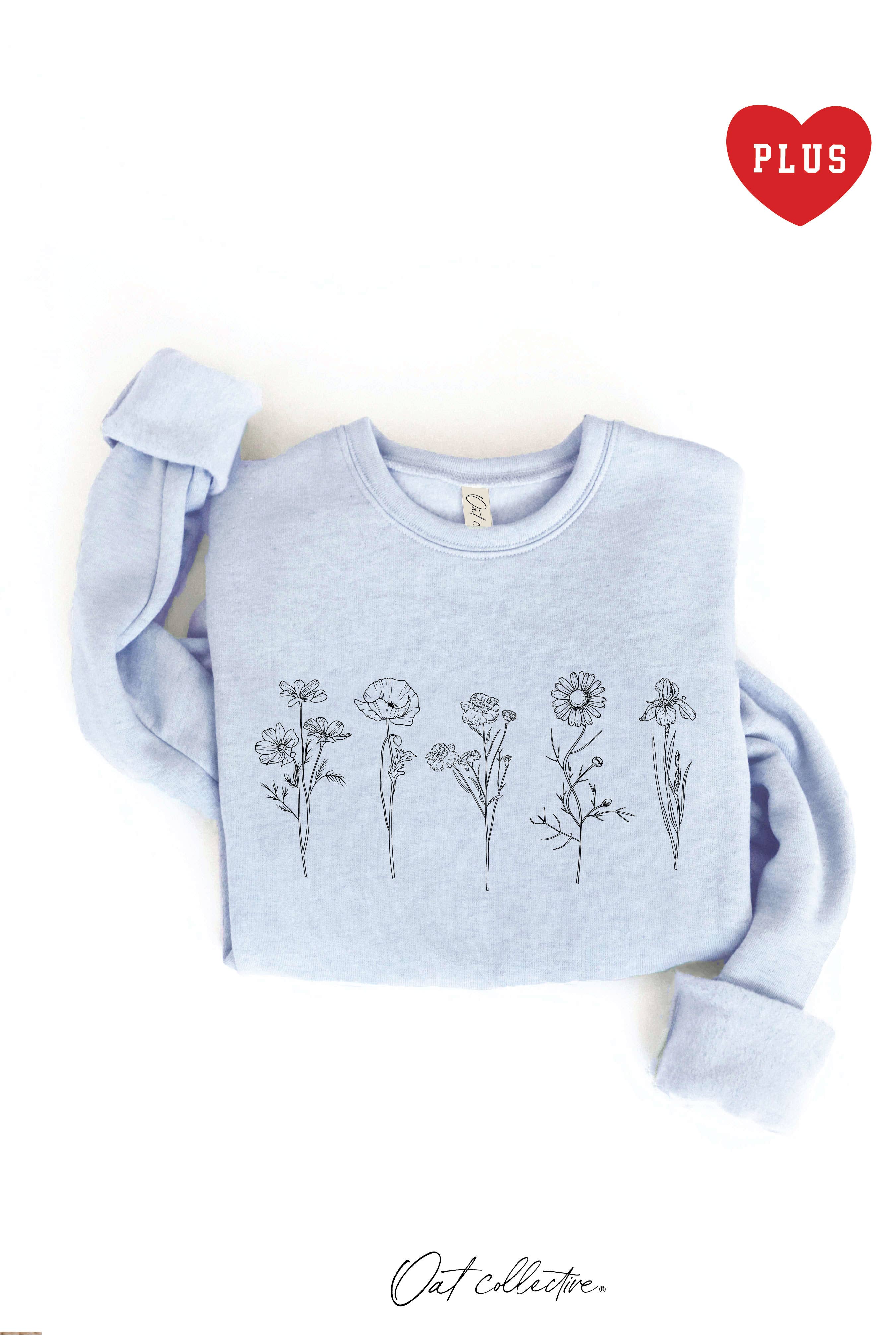 Flower Row Plus Graphic Sweatshirt T-Shirts, Hoodie | PodTeesHub.com