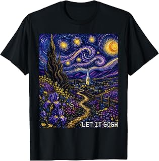 Let It Gogh Purple Van Gogh Starry Night Art T-Shirt
