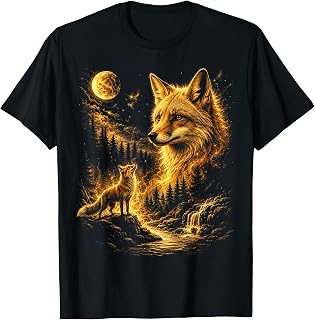 Cute Fox Graphic Tee Boys Men Nature Animal Vintage T-Shirt