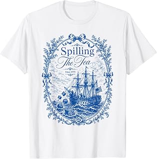 Blue Toile Spilling The Tea Since 1773 Party History Pun T-Shirt