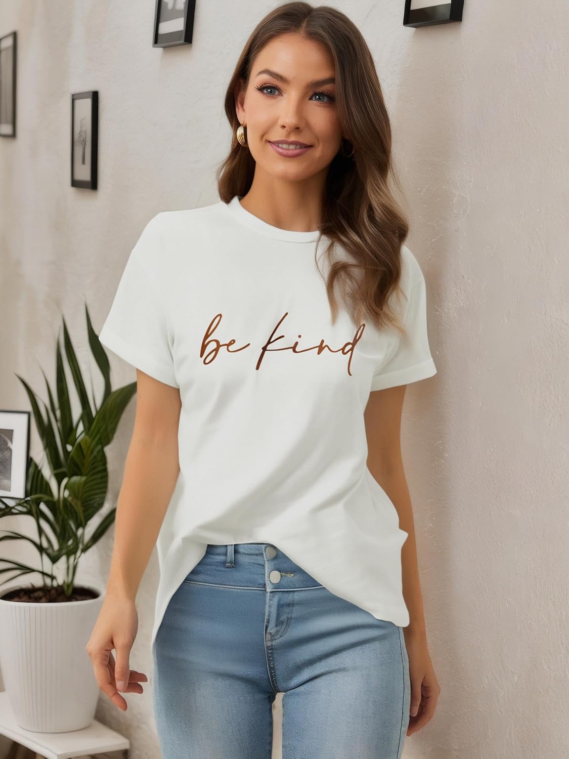 Women's Motivational Quote T-Shirt Be Kind Graphic Tee Inspirational Quote Shirt