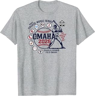 Men's College World Series 2026 NCAA Baseball 8-Team Gray T-Shirt