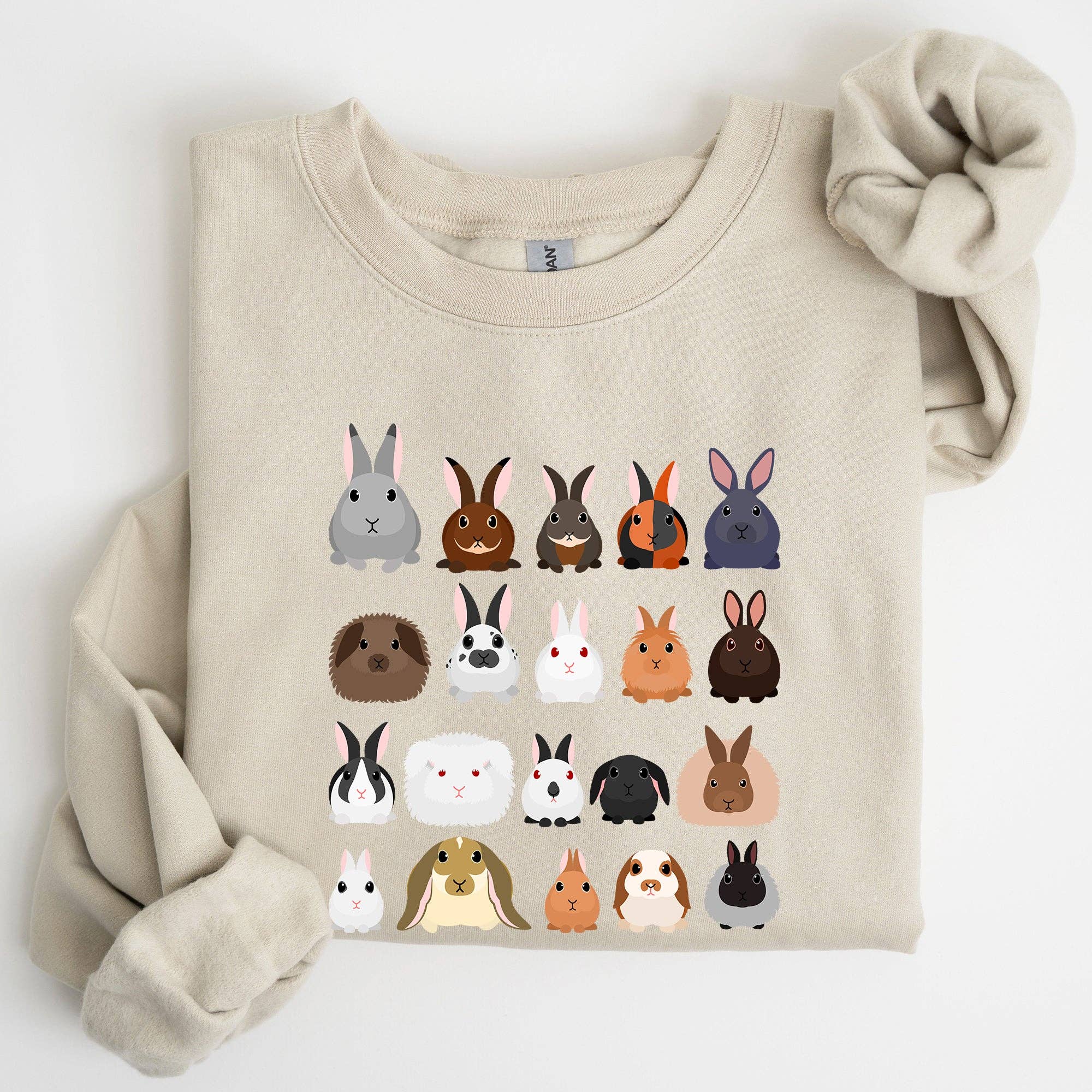 Colorful Rabbit Breeds, Rabbits in A Row, Easter Sweatshirt T-Shirts, Hoodie | PodTeesHub.com