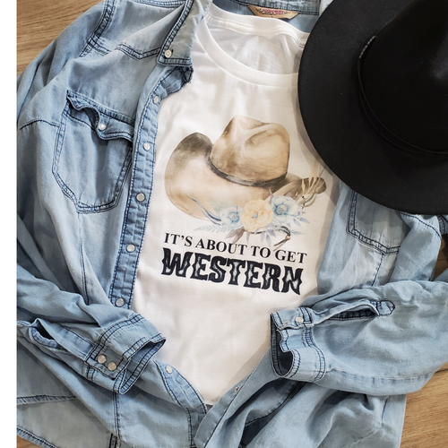 It's About To Get Western Graphic Tee Hoodie, Sweatshirt | PodTeesHub.com
