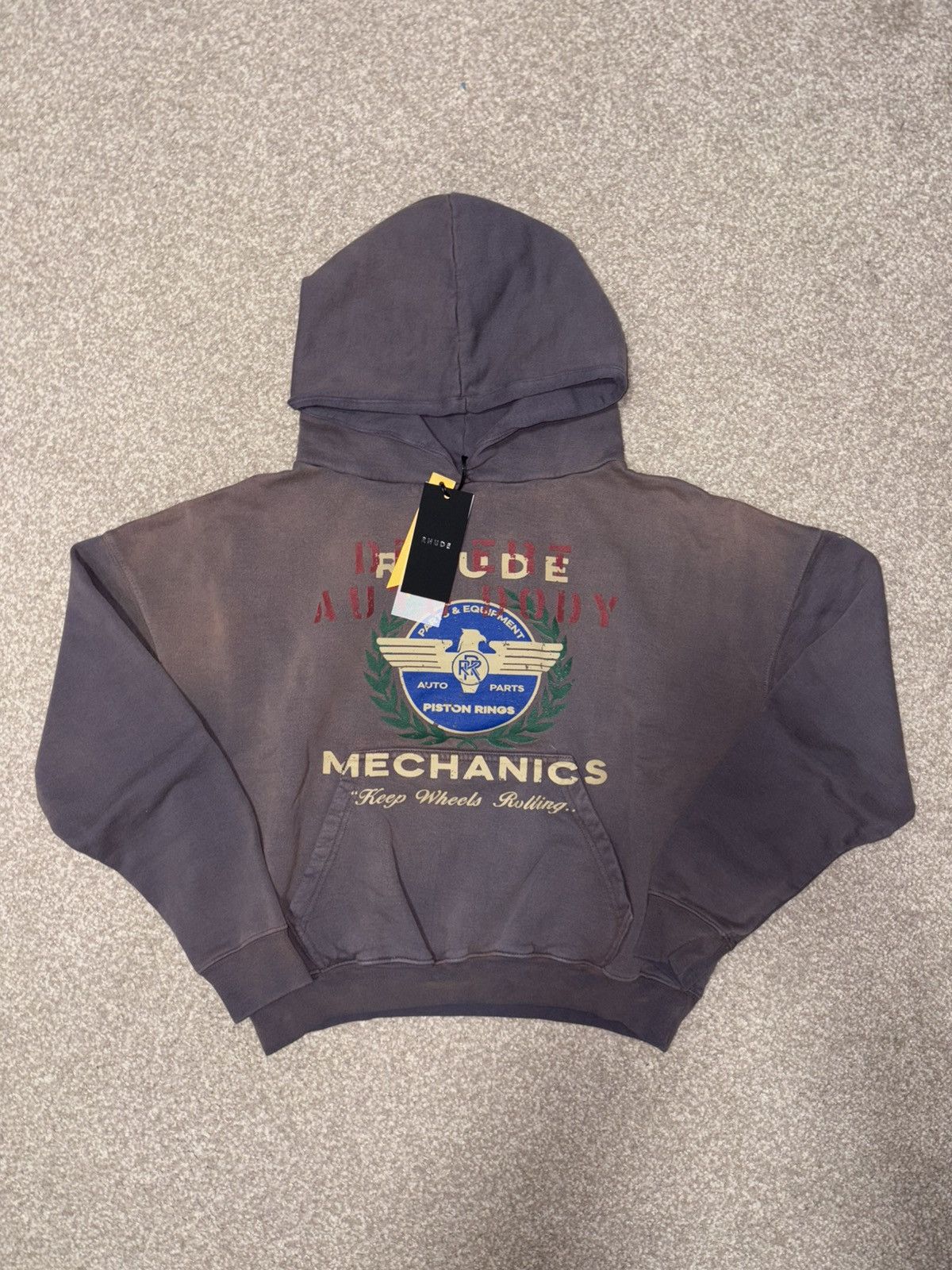 Rhude Desert Mechanics Hoodie Size Small T-Shirts, Sweatshirt | PodTeesHub.com