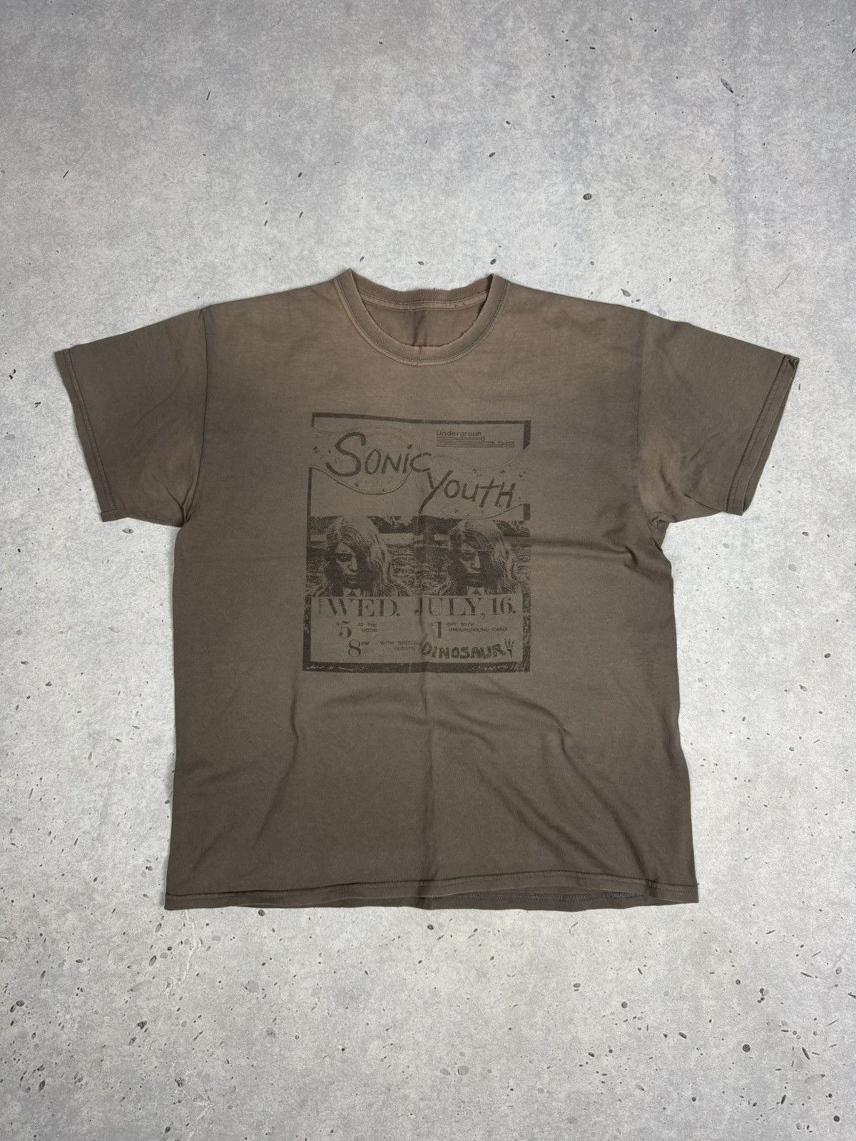 Band Tees Sonic Youth Dinosaur Tour Faded Brown Tee Band Hoodie, Sweatshirt | PodTeesHub.com