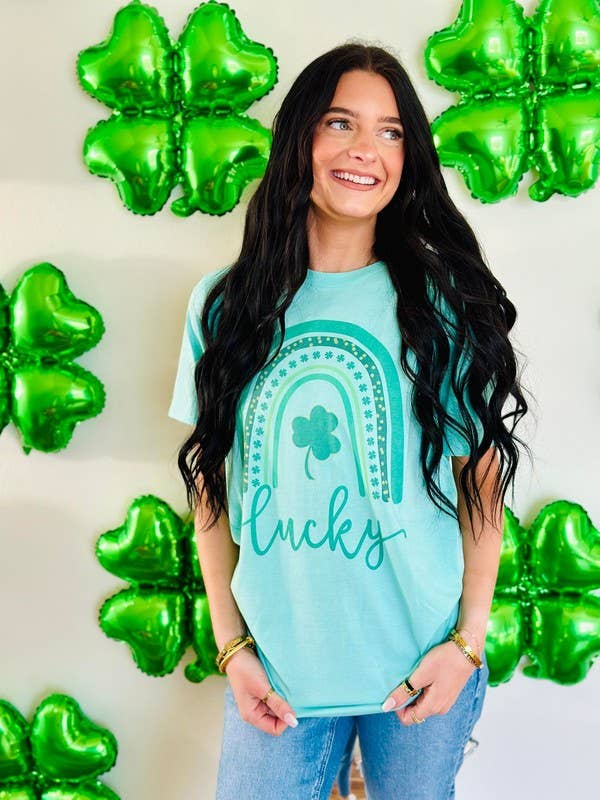 Green Lucky Clover Rainbow Tee Hoodie, Sweatshirt | PodTeesHub.com