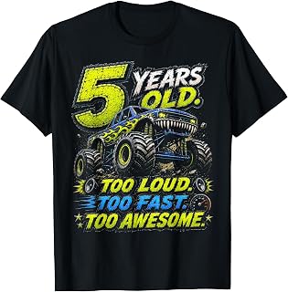 Monster Truck 5th Birthday Shirt 5 Year Old 5th Birthday Boy T-Shirt
