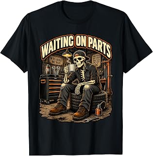 Waiting On Parts Mechanic Skeleton Auto Repair T-Shirt