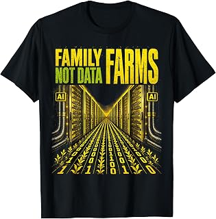 Family Farms Not Data Farm | AI Server Center Protest T-Shirt