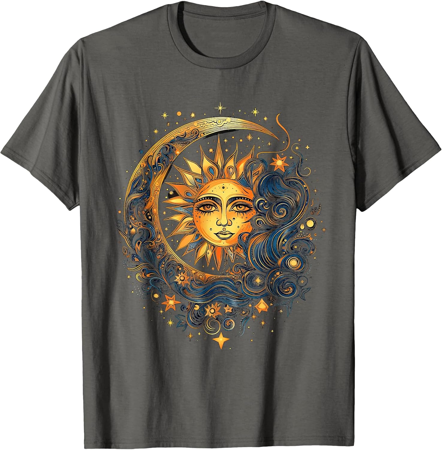 Mystic Sun and Moon Woman Mystical Flowers Aesthetic T-Shirt