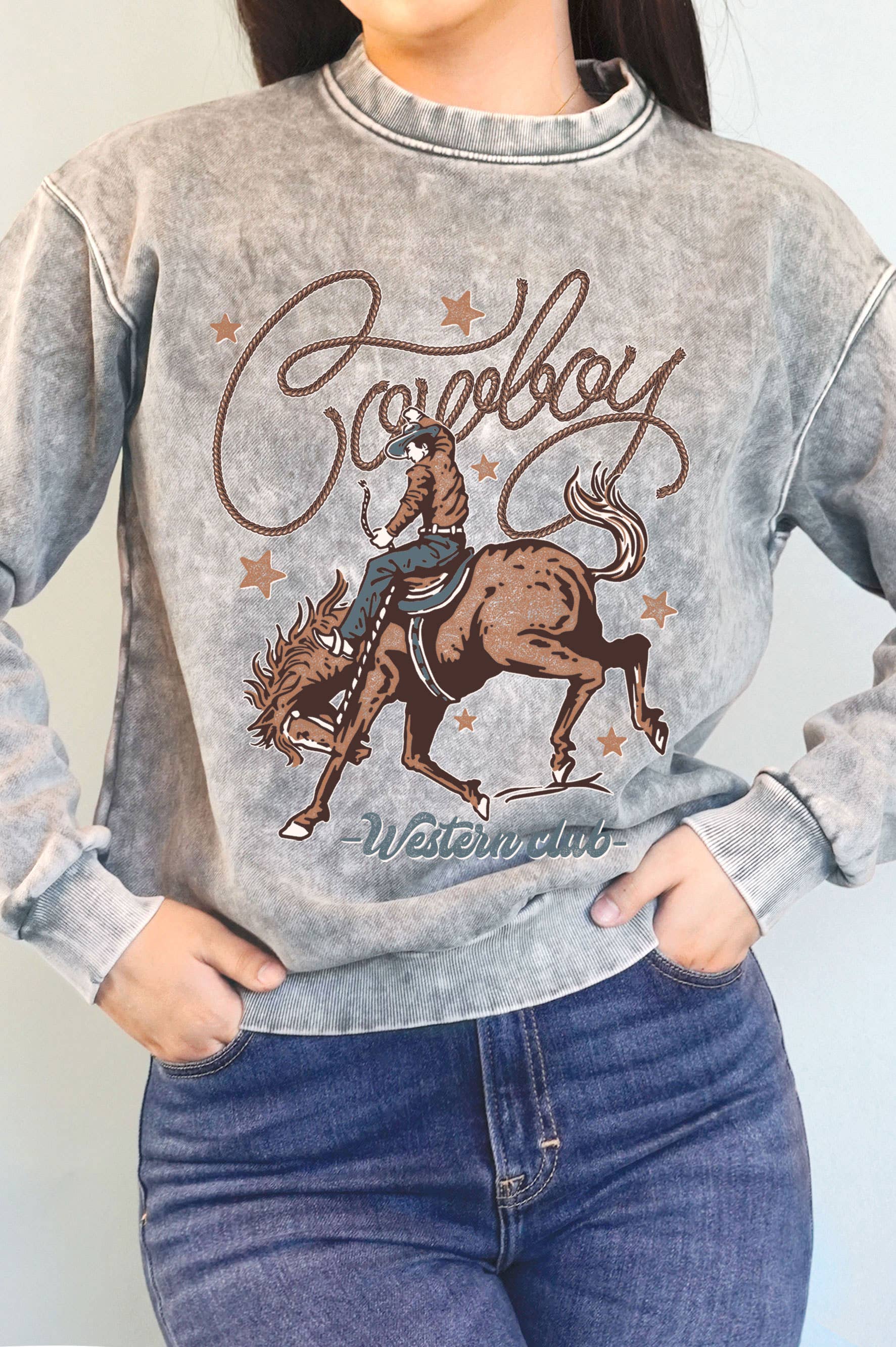 Cowboy Western Club Graphic Mineral Brushed Sweatshirt T-Shirts, Hoodie | PodTeesHub.com