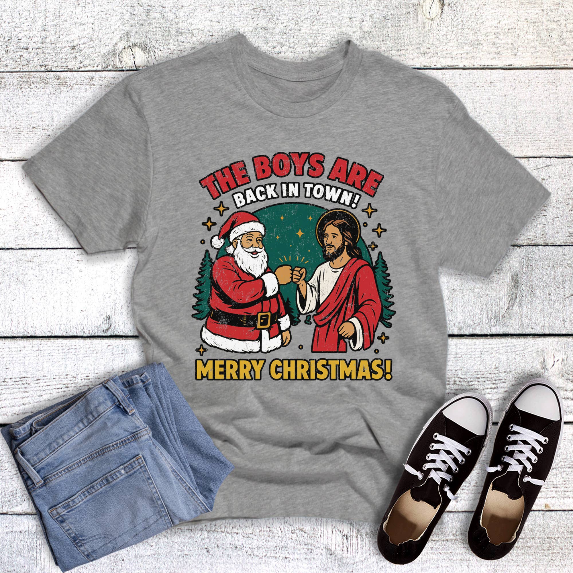 Funny Christmas the Boys Are Back in Town Graphic Tee Hoodie, Sweatshirt | PodTeesHub.com
