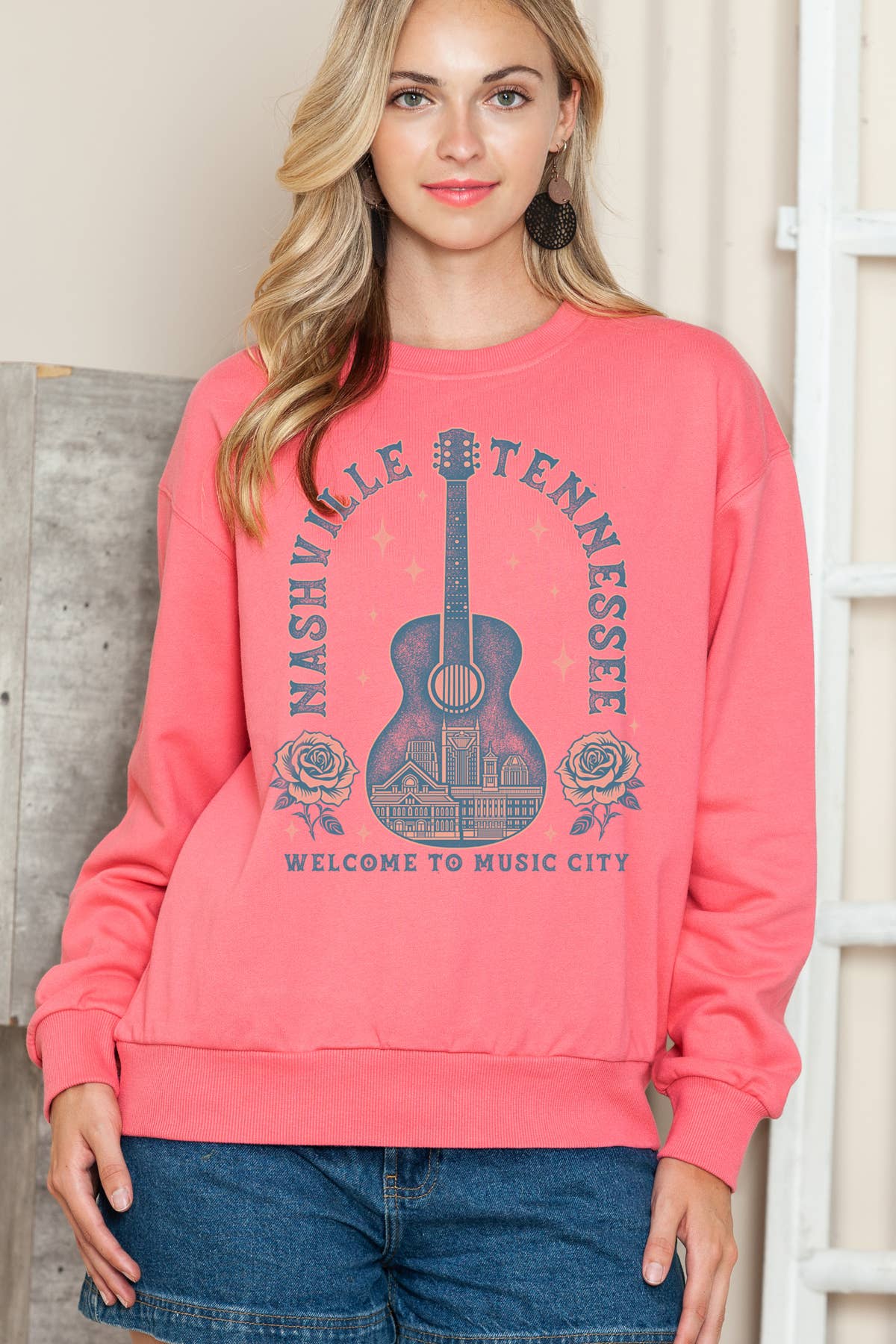 Women Nashville Graphic Print Pullover Sweater T-Shirts, Hoodie, Sweatshirt | PodTeesHub.com