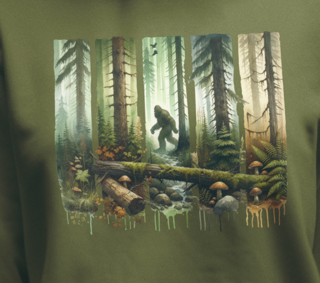 Bigfoot Sliced Nature Watercolor - Tshirt - Hoodie Sweatshirt | PodTeesHub.com