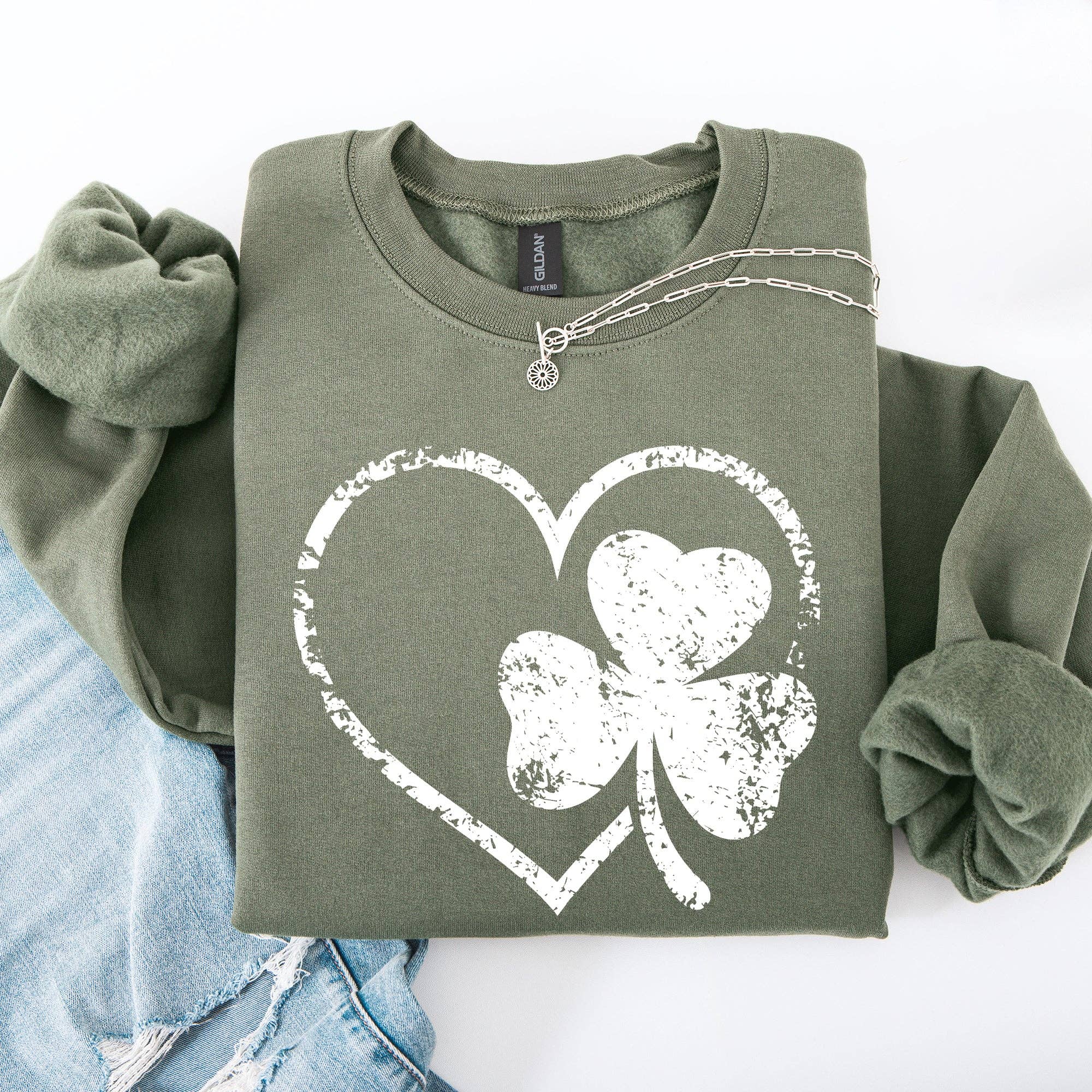 Retro Heart, Vintage, St Patrick's Day, Shamrock, Sweatshirt T-Shirts, Hoodie | PodTeesHub.com