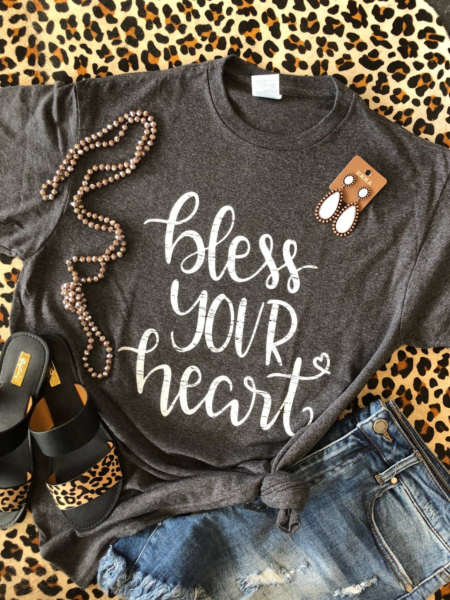 Bless Your Heart Women's Charcoal Gray T-Shirt Hoodie, Sweatshirt | PodTeesHub.com