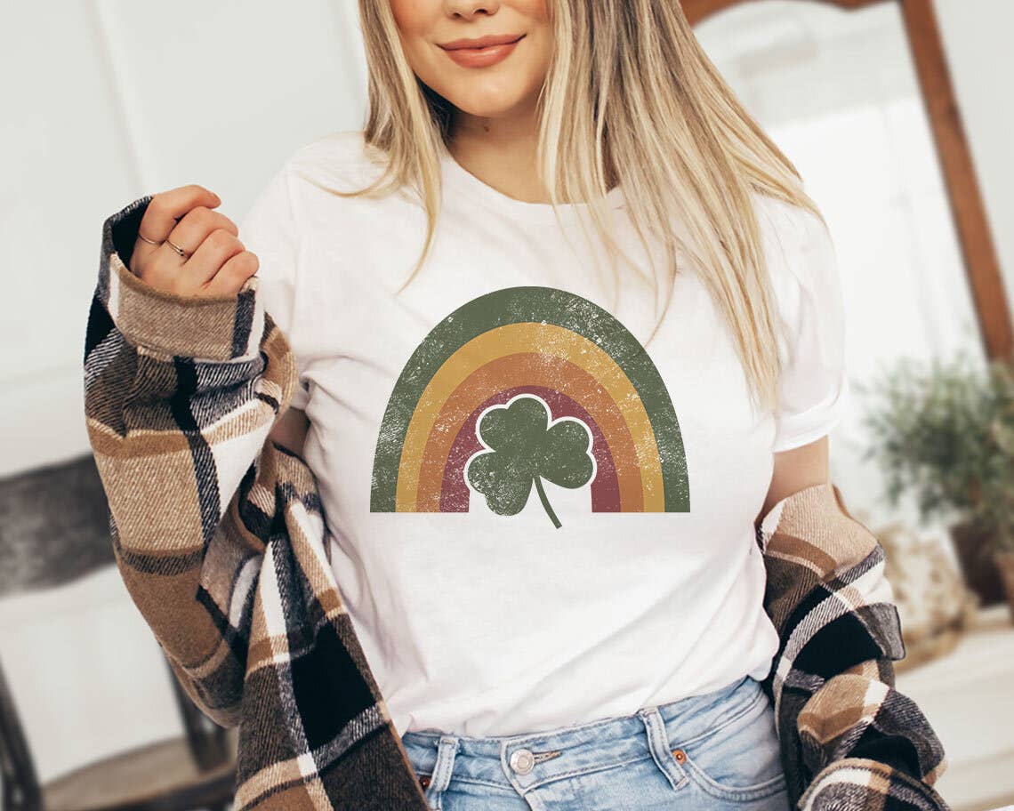 St Patricks Day - Vintage Rainbow Clover Retro Shirt Hoodie, Sweatshirt | PodTeesHub.com