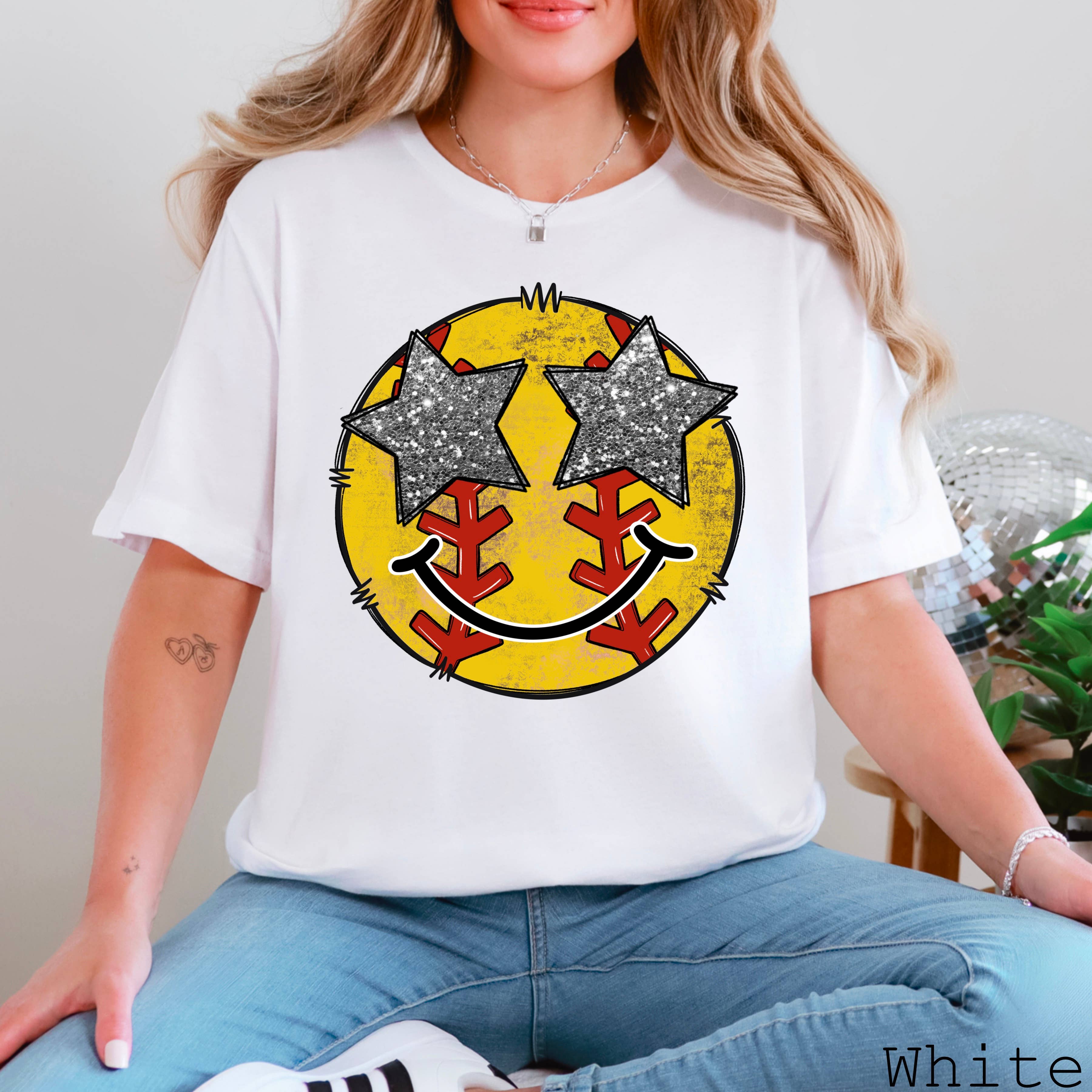 Softball Faux Glitter  Graphic Tee | Bella Canvas Hoodie, Sweatshirt | PodTeesHub.com