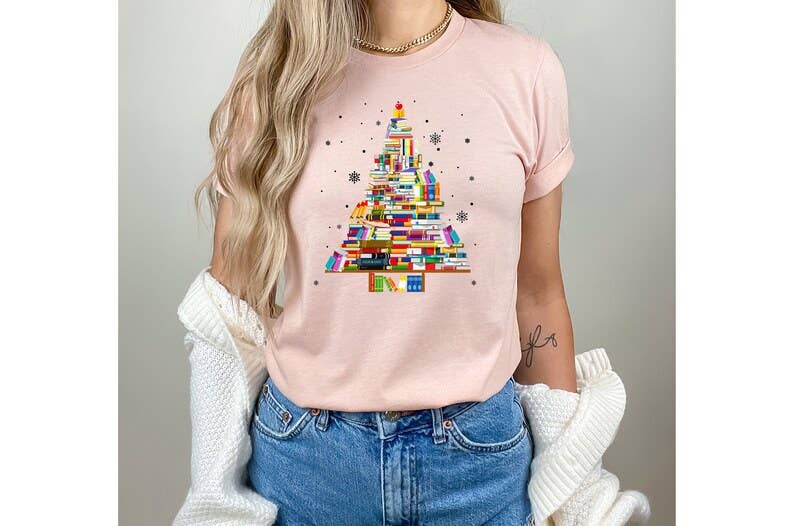 Christmas Book Tree T-Shirt Hoodie, Sweatshirt | PodTeesHub.com