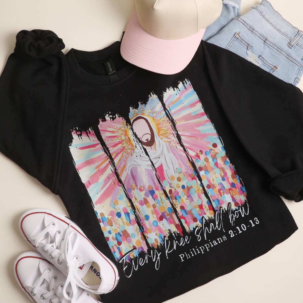 Every Knee Shall Bow Before Jesus Heavyweight Sweatshirt T-Shirts, Hoodie | PodTeesHub.com