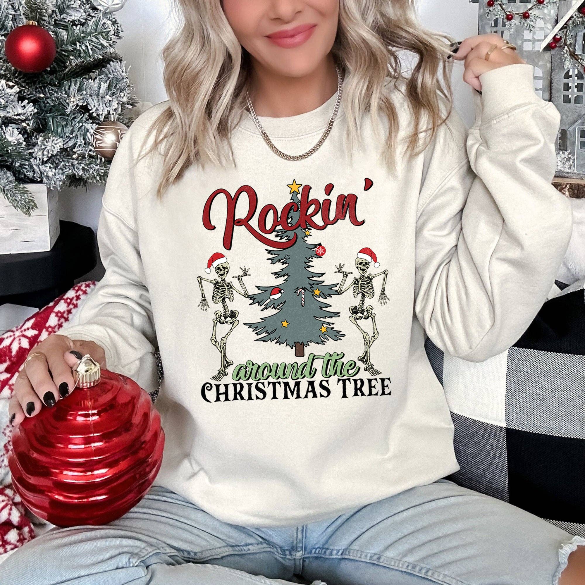 Rocking Around the Christmas Tree, Skeletons Sweatshirt T-Shirts, Hoodie | PodTeesHub.com