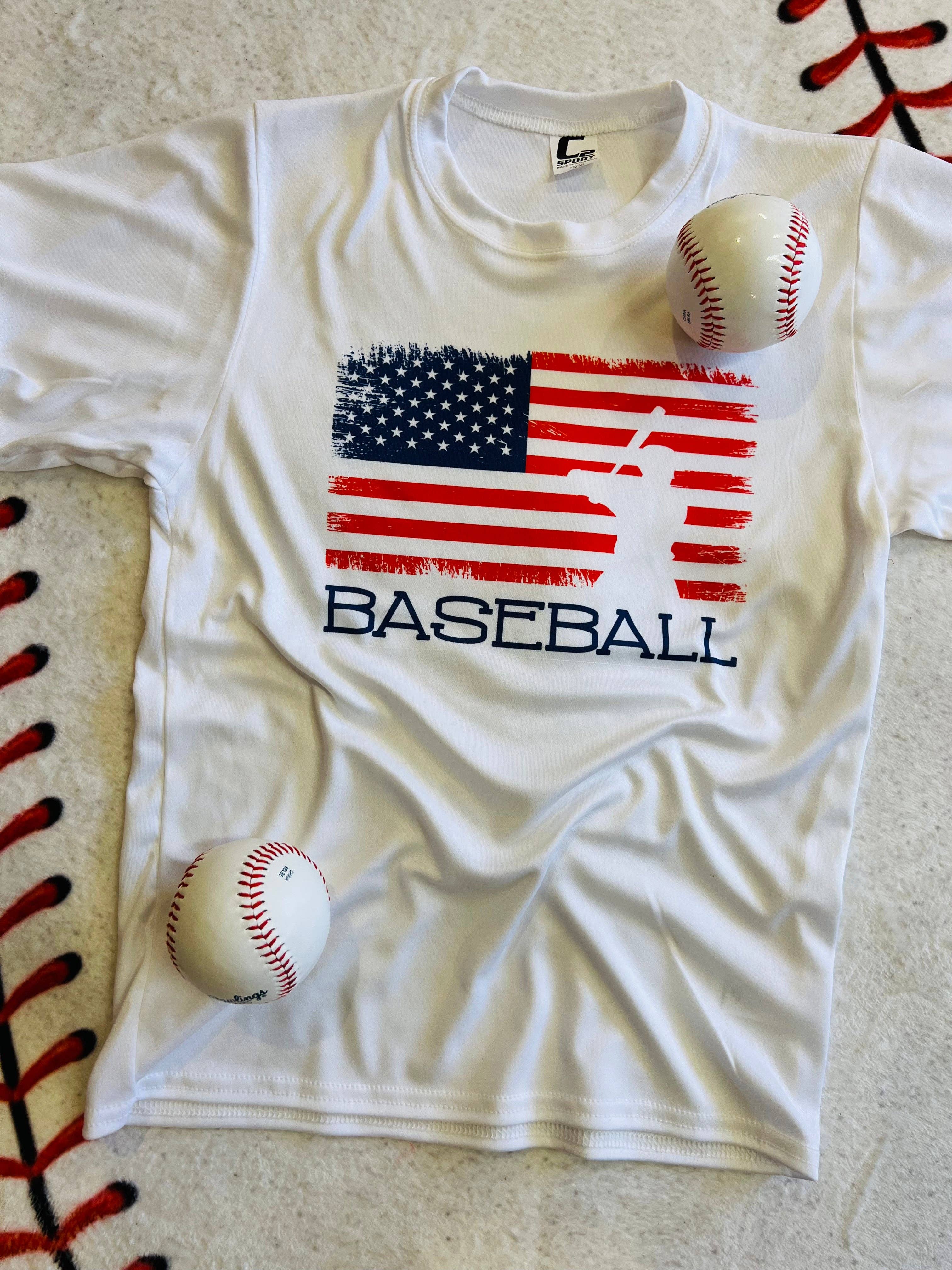 Red & Blue Baseball Flag Dri Fit Tee Hoodie, Sweatshirt | PodTeesHub.com