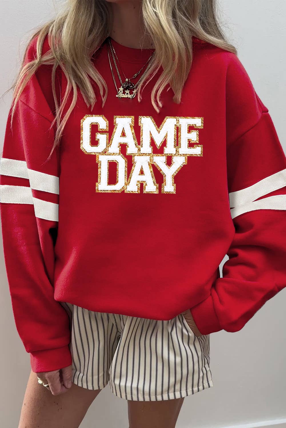 Game Day Letter Graphic Oversized Varsity Sweatshirt T-Shirts, Hoodie | PodTeesHub.com