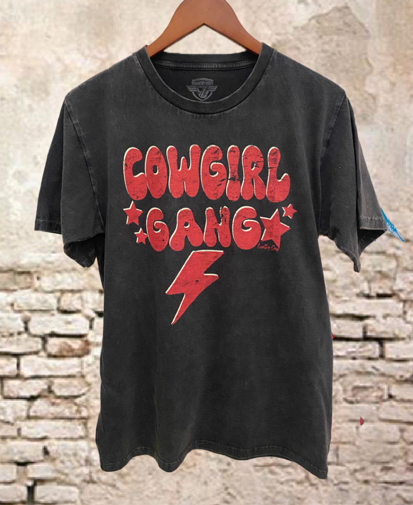 Cowgirl Gang Acid Wash Relaxed Tee Hoodie, Sweatshirt | PodTeesHub.com
