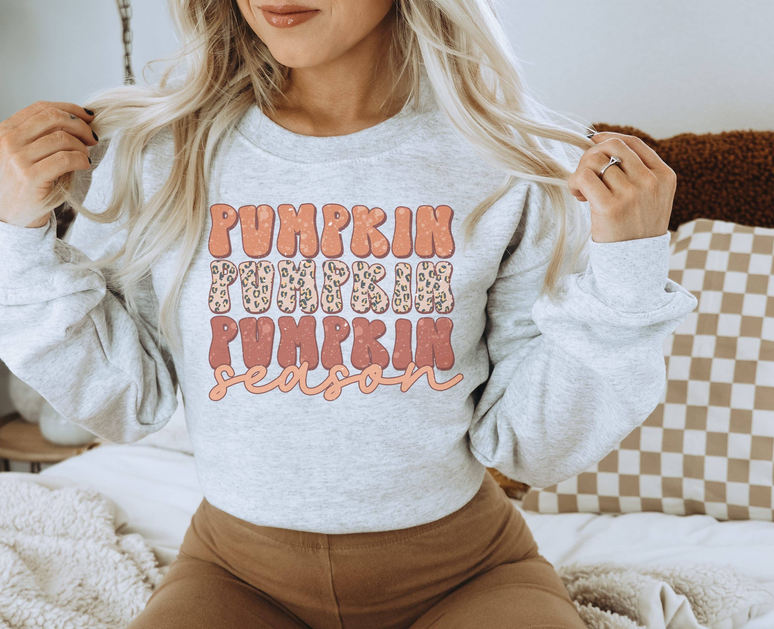 Retro Pumpkin Season Crew Neck Sweatshirt T-Shirts, Hoodie | PodTeesHub.com