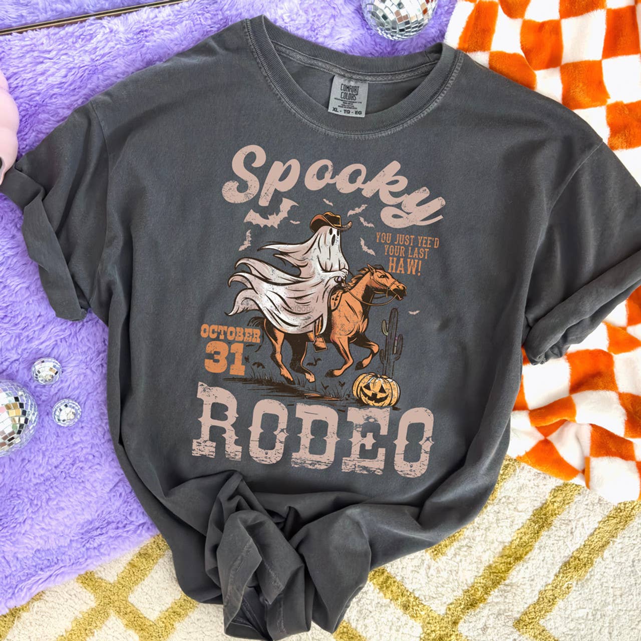 Spooky Rodeo Ghost Cowboy Tan Tee Hoodie, Sweatshirt | PodTeesHub.com