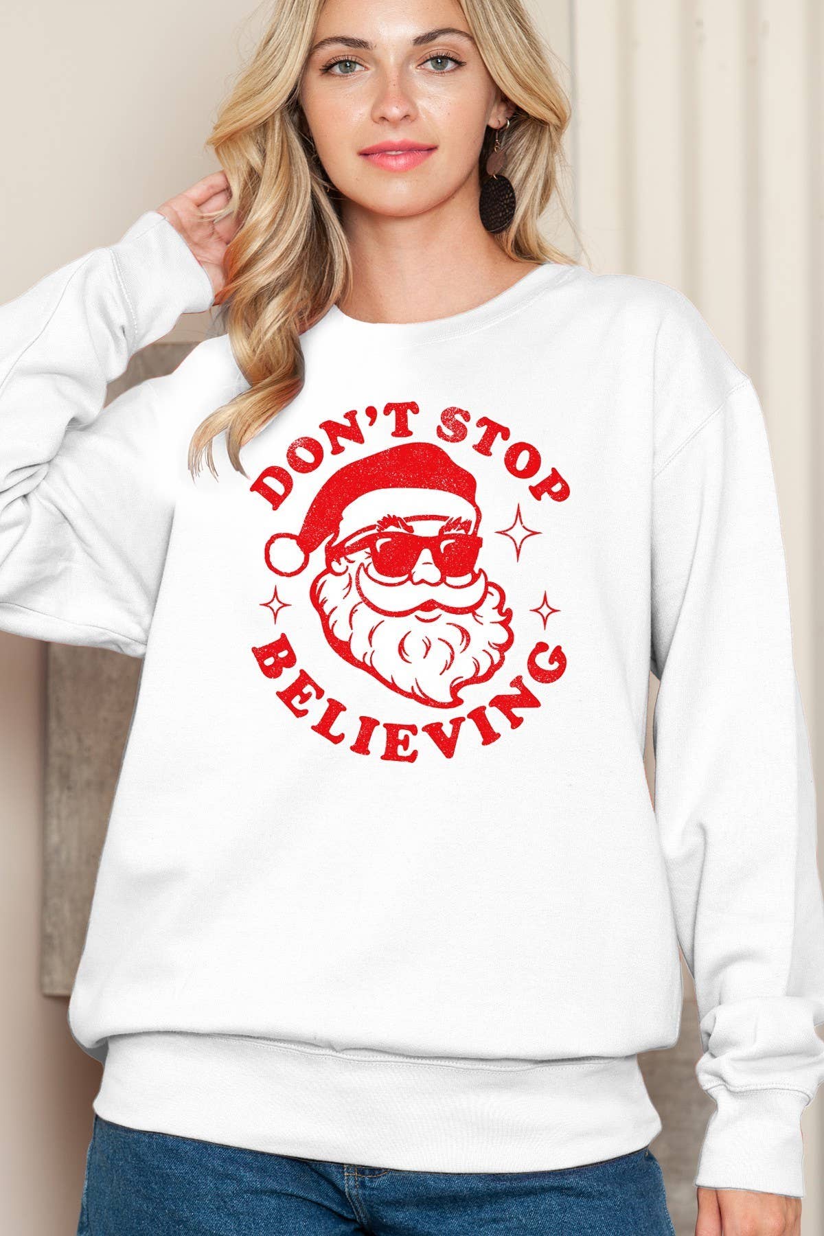Do Not Stop Believing Graphic Print Sweater T-Shirts, Hoodie, Sweatshirt | PodTeesHub.com