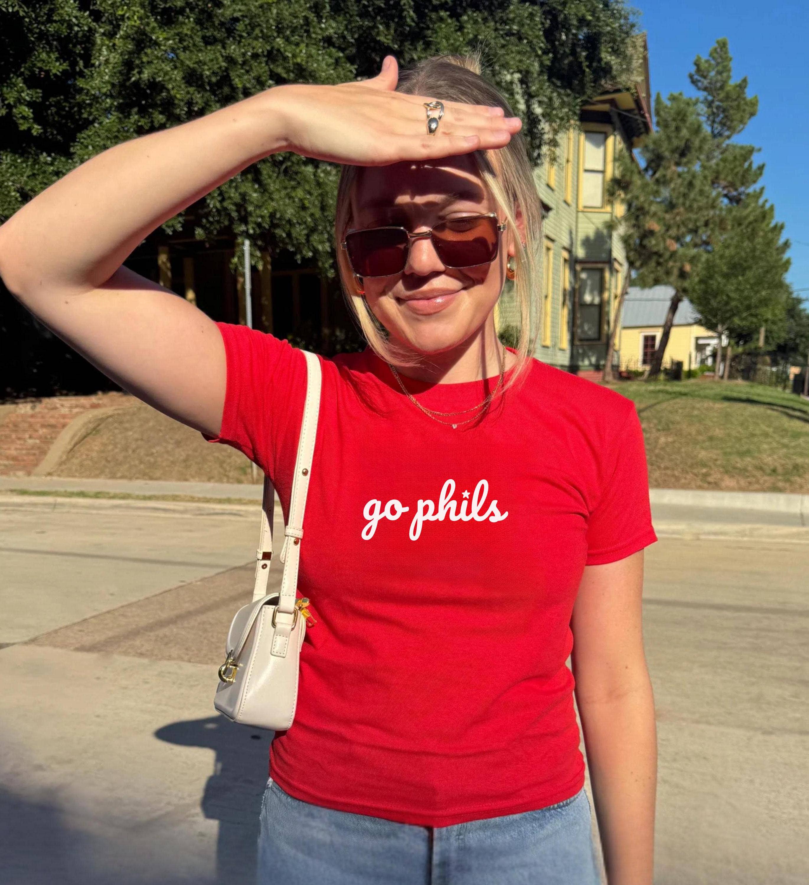 Philly Baseball Baby Tee For Women, Trendy Summer Top Hoodie, Sweatshirt | PodTeesHub.com