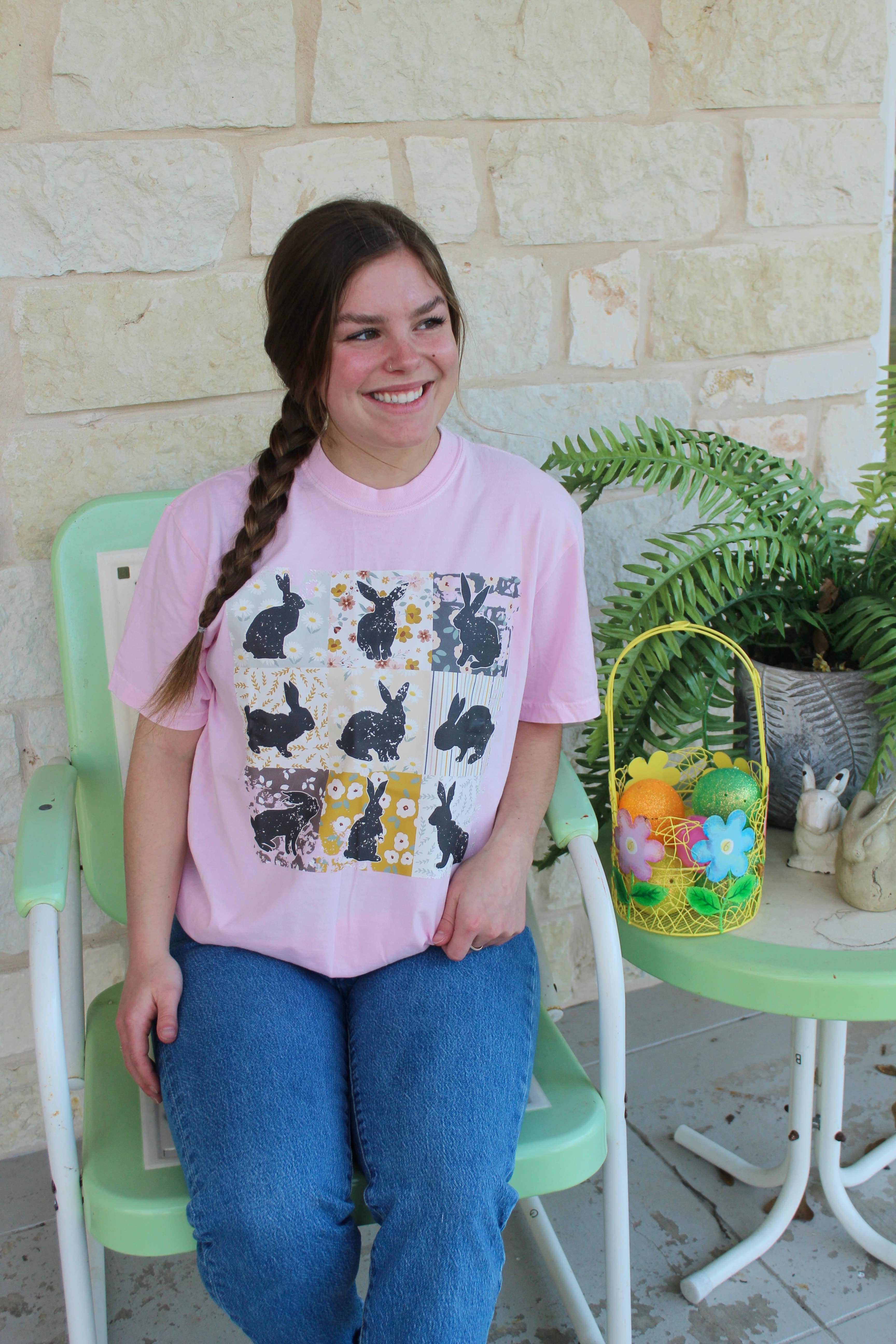 Patchwork Bunnies Graphic Tee Hoodie, Sweatshirt | PodTeesHub.com