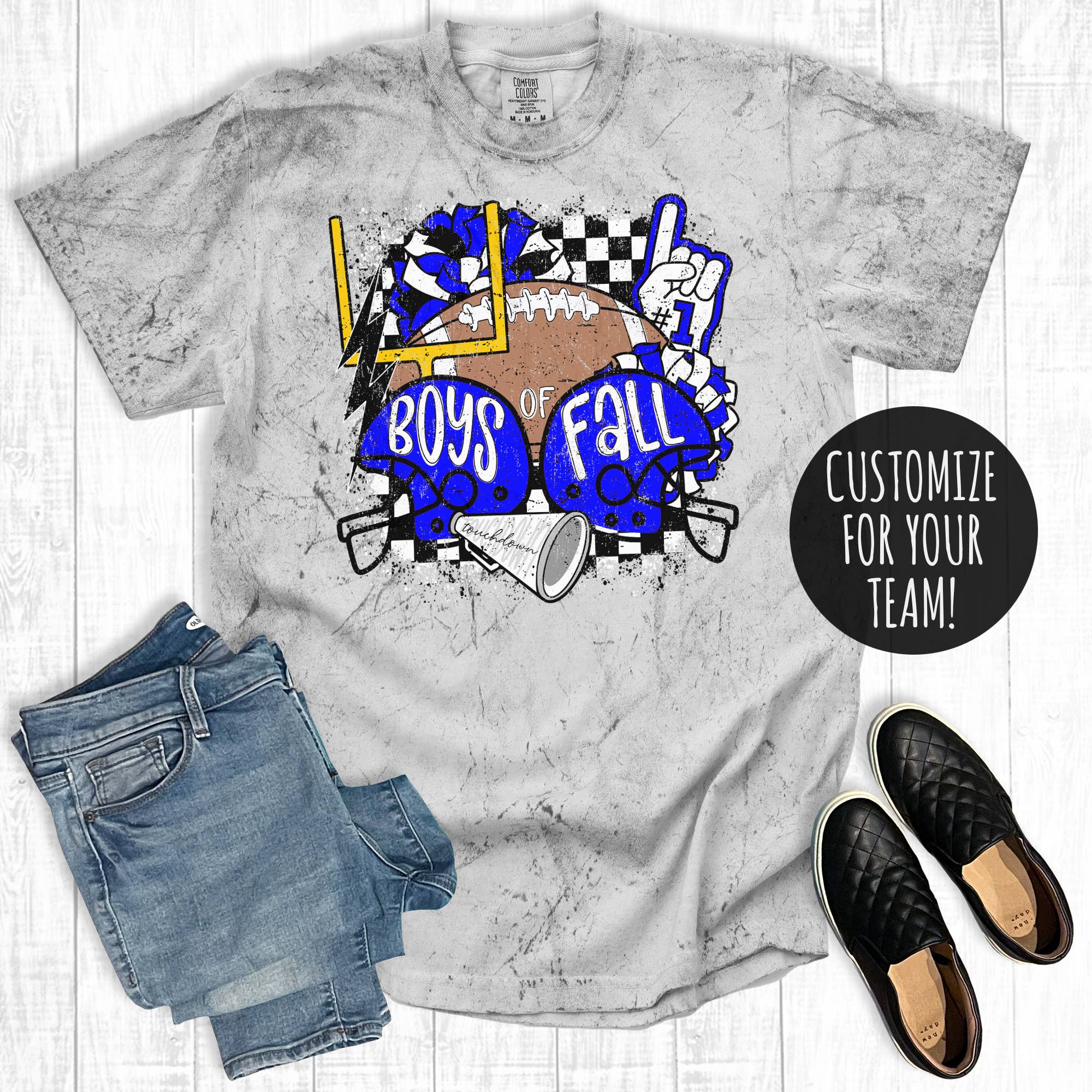 Custom Football Boys of Fall Comfort Colors Graphic Tee Hoodie, Sweatshirt | PodTeesHub.com