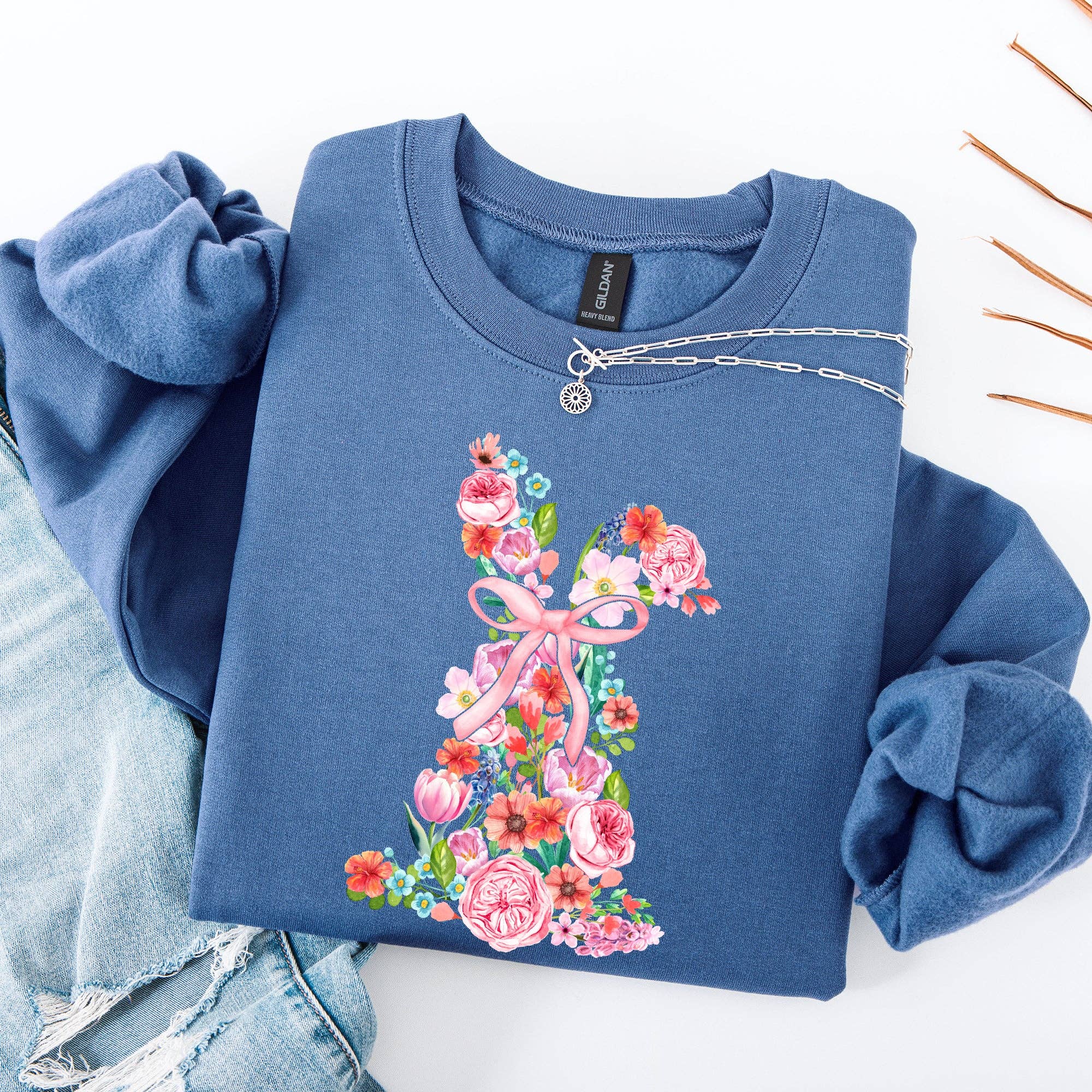 Colorful Floral Easter Bunny Jesus Rabbit Holiday Sweatshirt T-Shirts, Hoodie | PodTeesHub.com