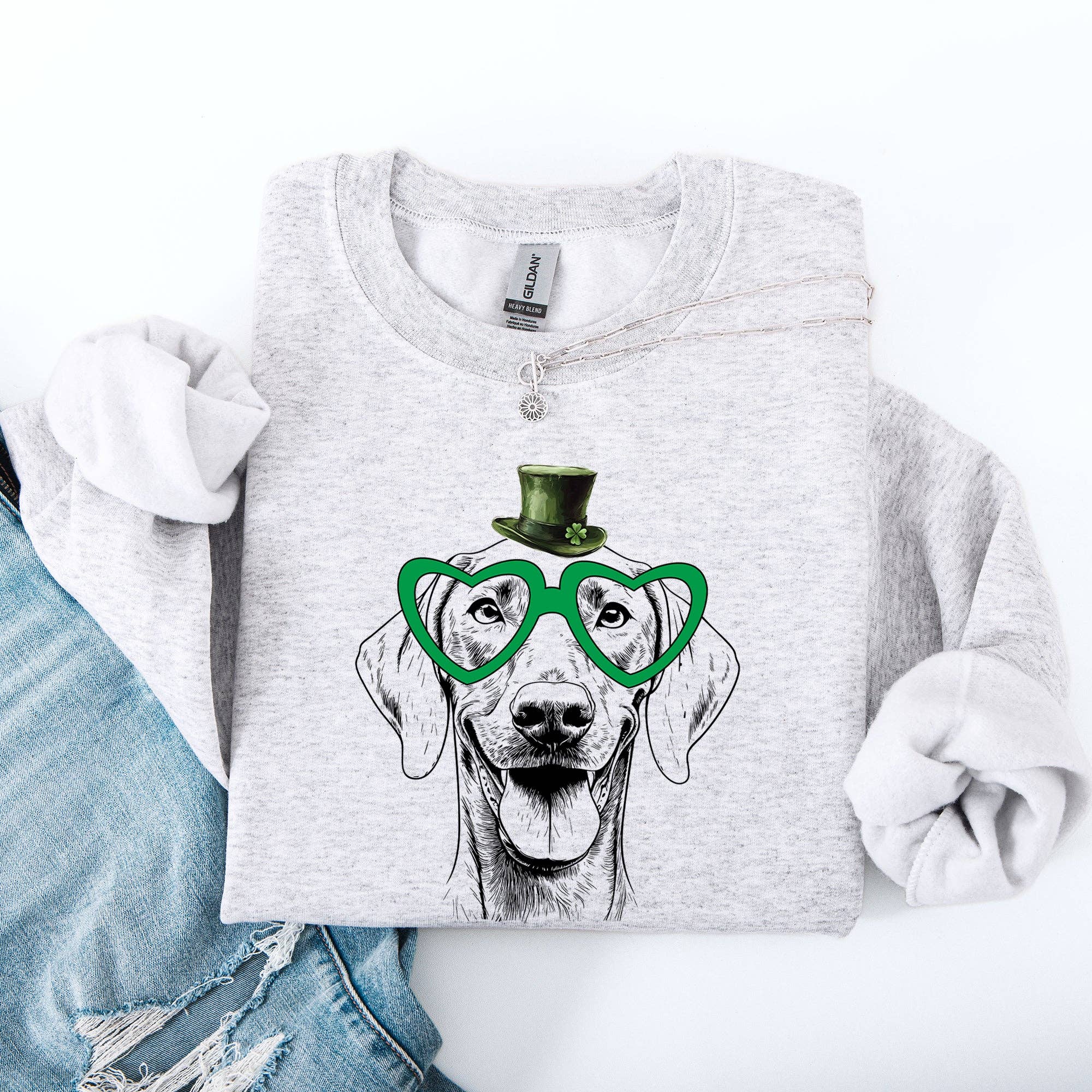 Weimaraner, Dog, St Patrick's Day, Lucky, Irish Sweatshirt T-Shirts, Hoodie | PodTeesHub.com