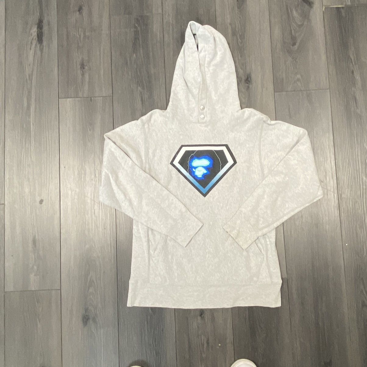 Bape Superman Logo Hoodie Gray Sz S T-Shirts, Sweatshirt | PodTeesHub.com