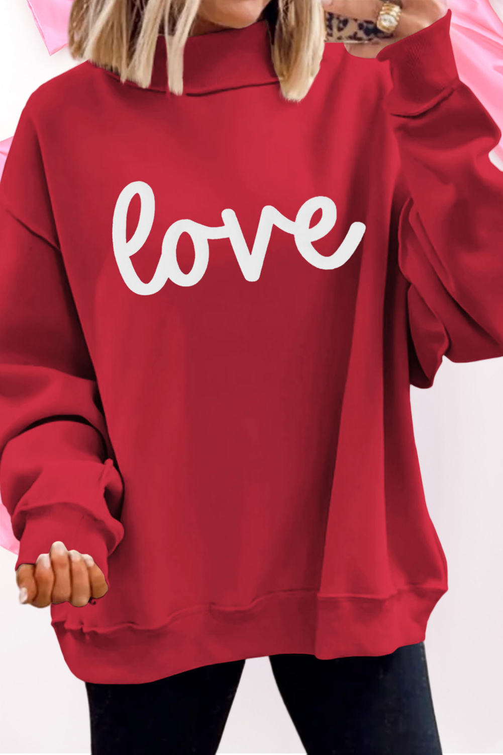 Valentine  Mock Neck Love Heart Reversible Sweatshirt (S-Xl) T-Shirts, Hoodie | PodTeesHub.com