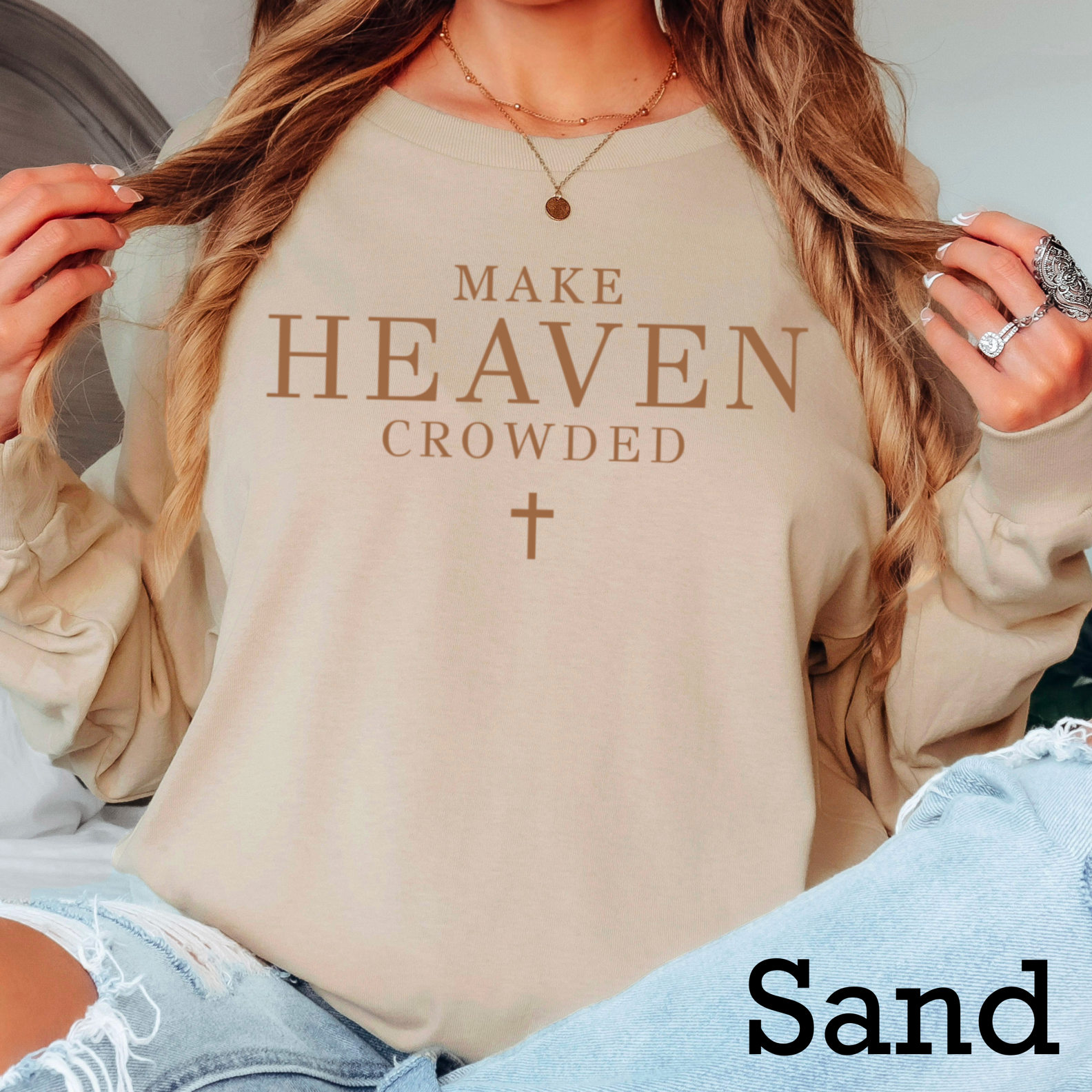 Make Heaven Crowded Christia Long Sleeve Shirt |Gildan Hoodie, Sweatshirt | PodTeesHub.com