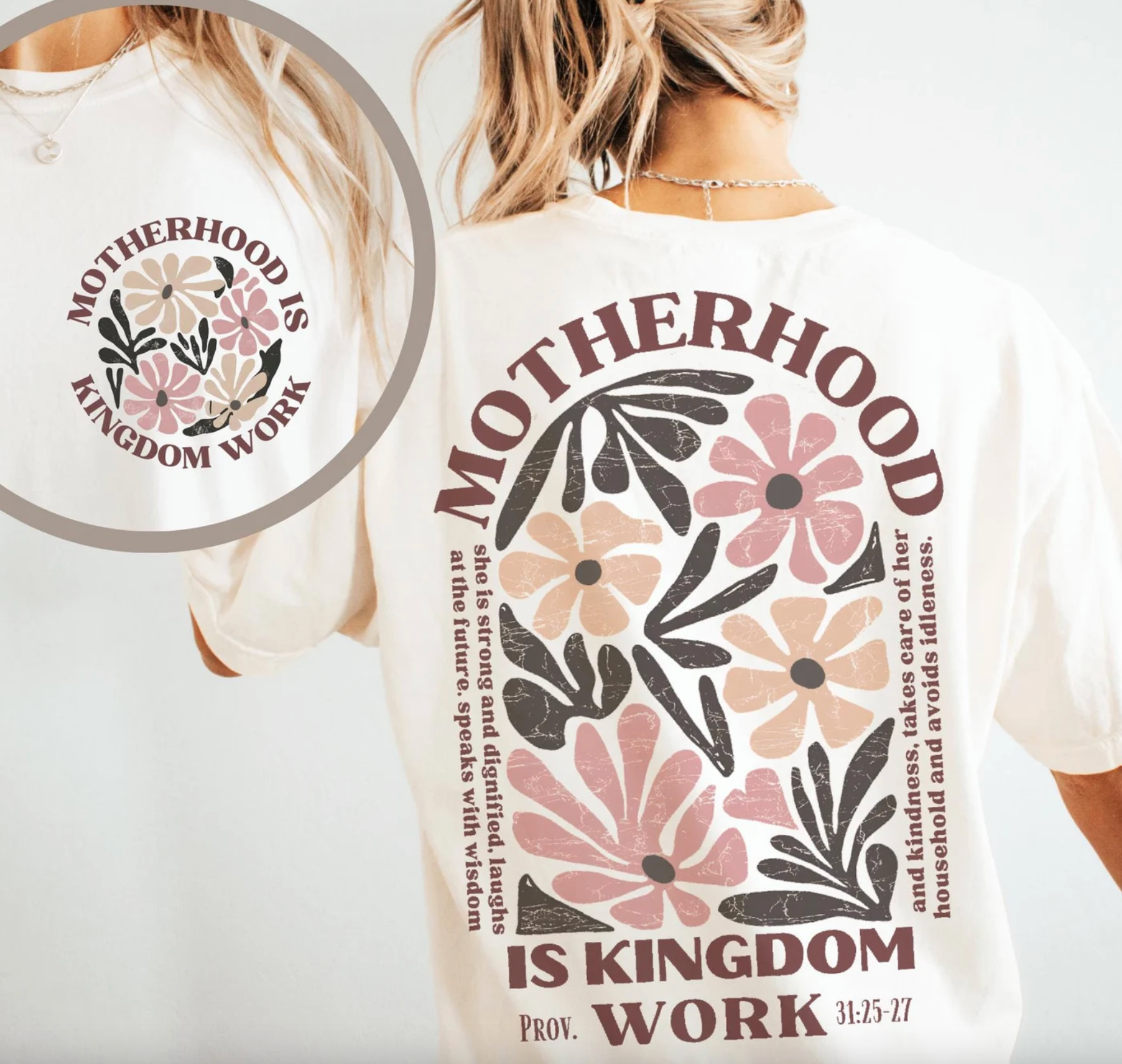Motherhood Is Kingdom Work Comfort Color Tee Hoodie, Sweatshirt | PodTeesHub.com
