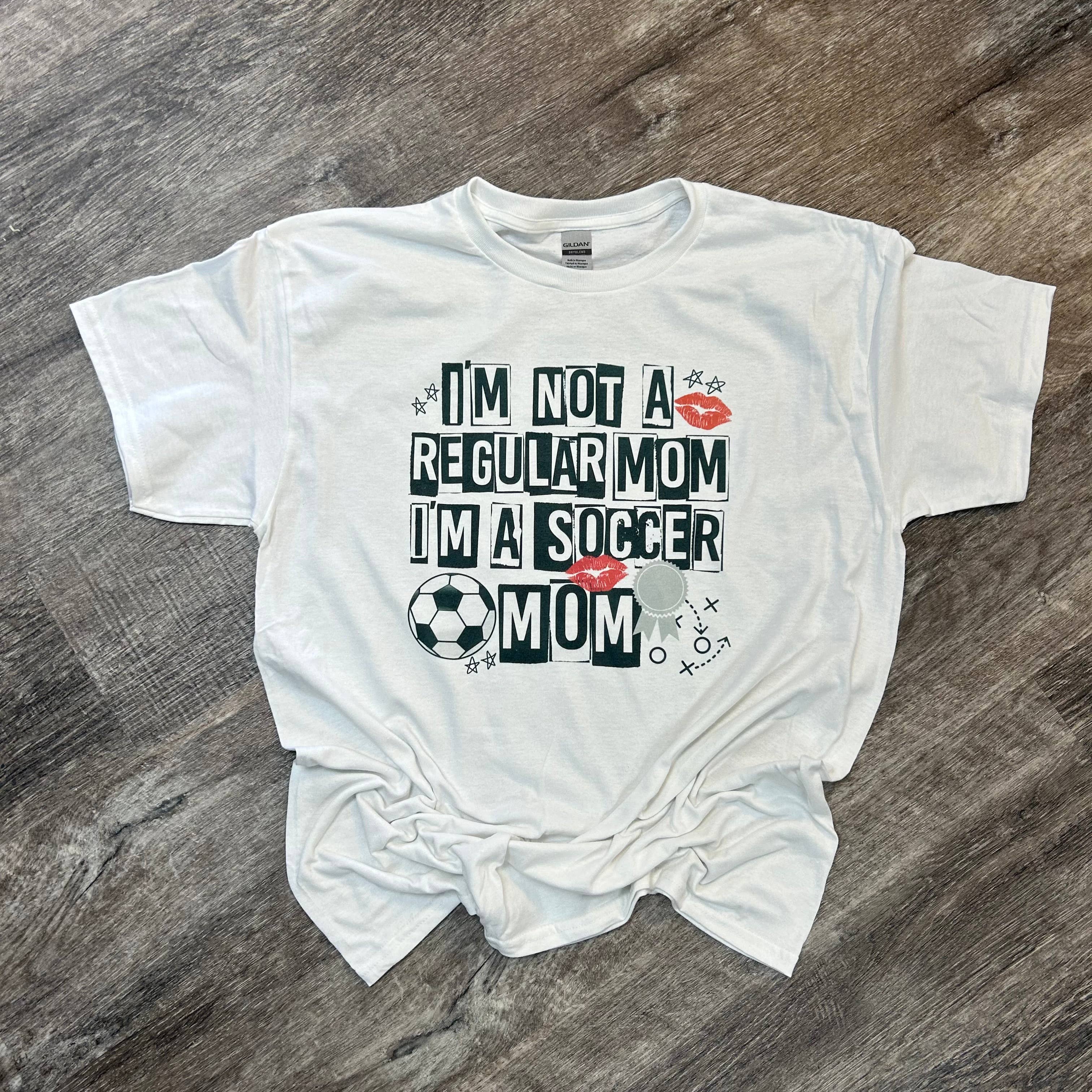 I’M Not A Regular Mom I’M A Soccer Mom On White Tee Hoodie, Sweatshirt | PodTeesHub.com