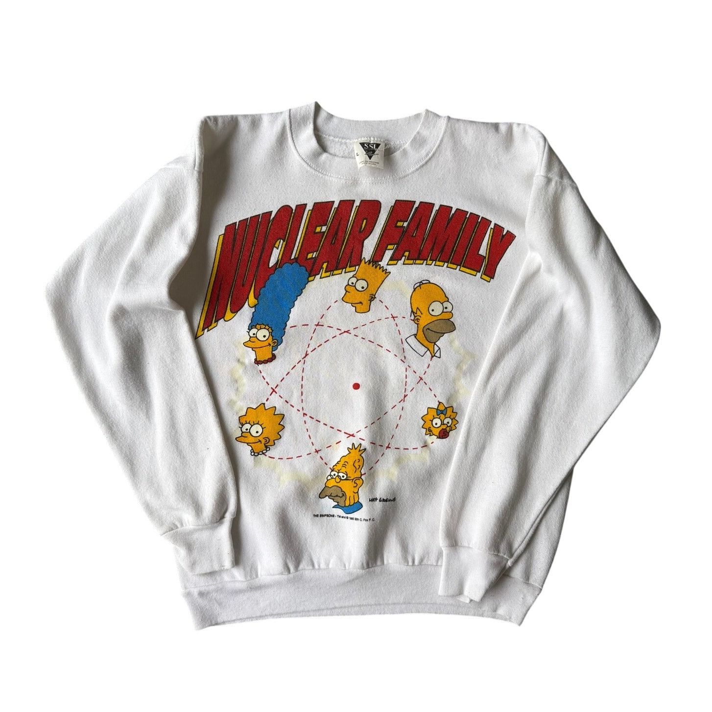 Vintage The Simpsons Nuclear Family 1990s White Sweatshirt T-Shirts, Hoodie | PodTeesHub.com
