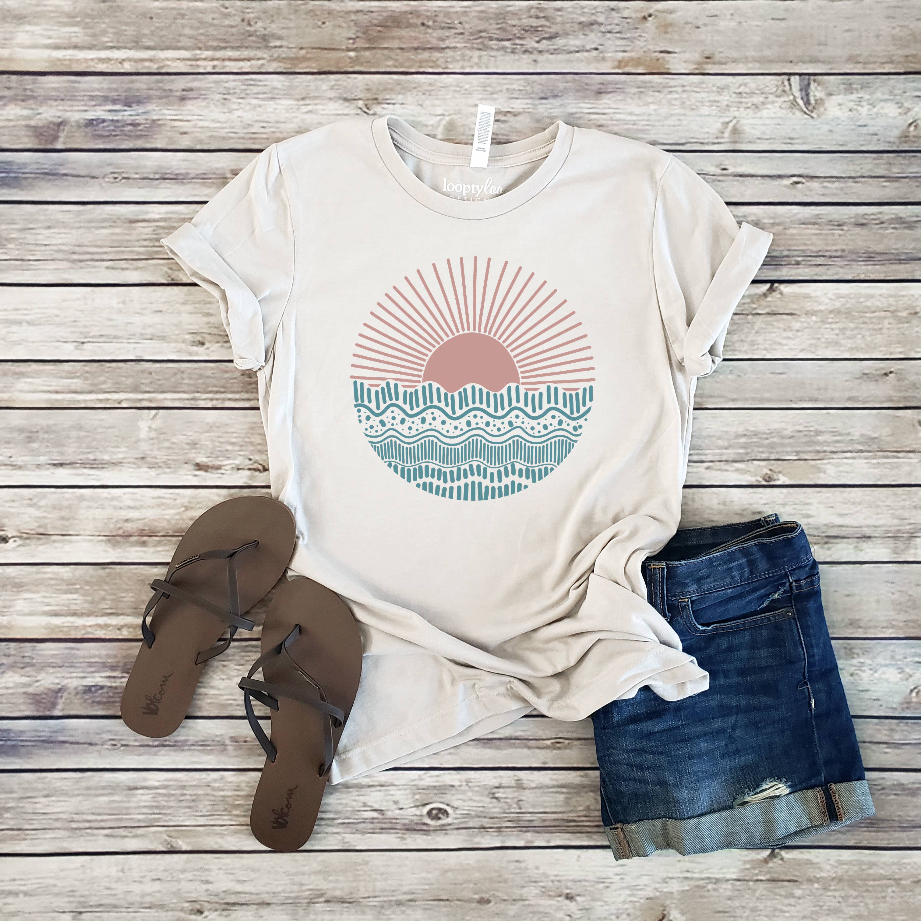 Patterned Sunset Tee | Beach | 2 Color Options | XS-2XL Hoodie, Sweatshirt | PodTeesHub.com