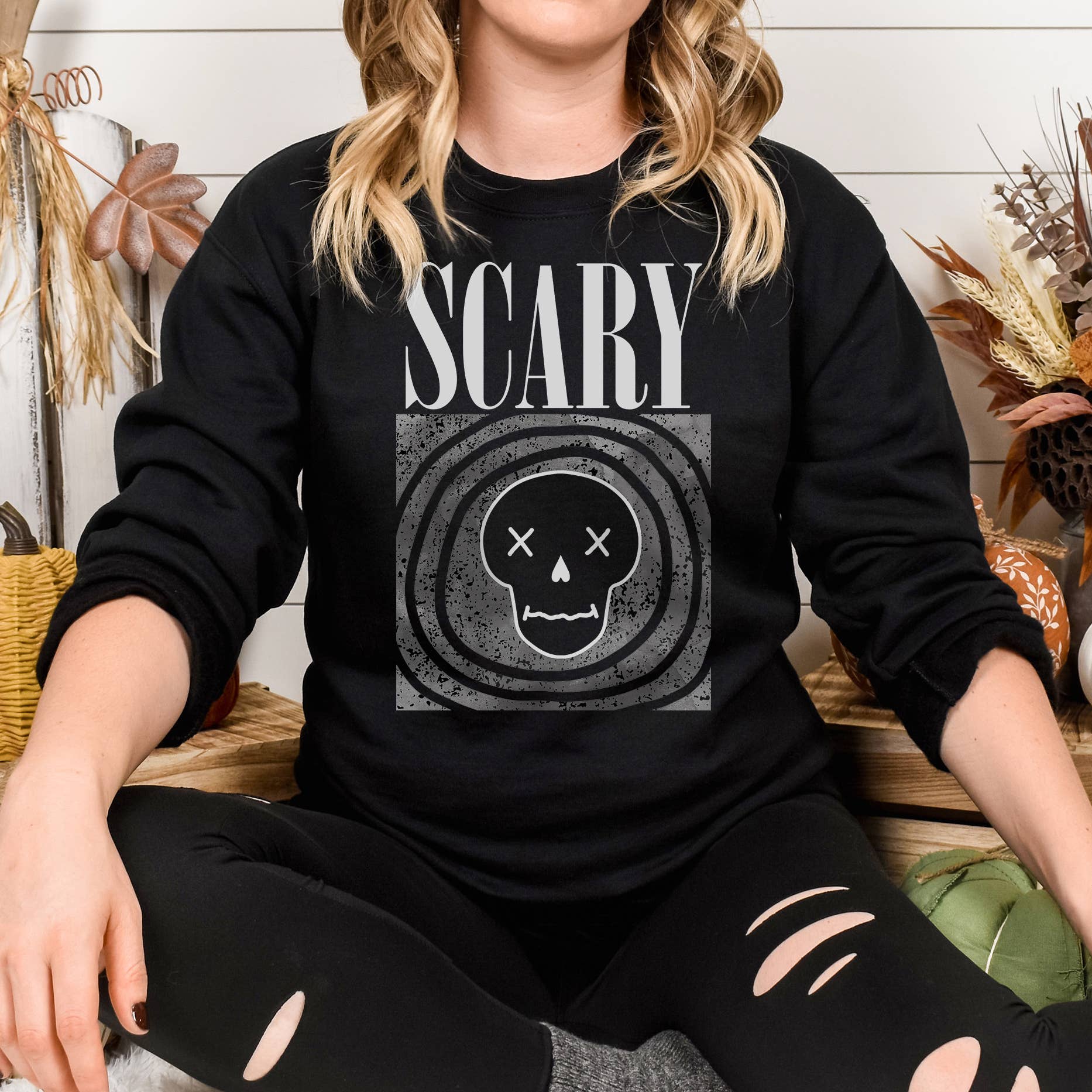 Scary Skeleton Crewneck Sweatshirt | Halloween | Unisex Size T-Shirts, Hoodie | PodTeesHub.com