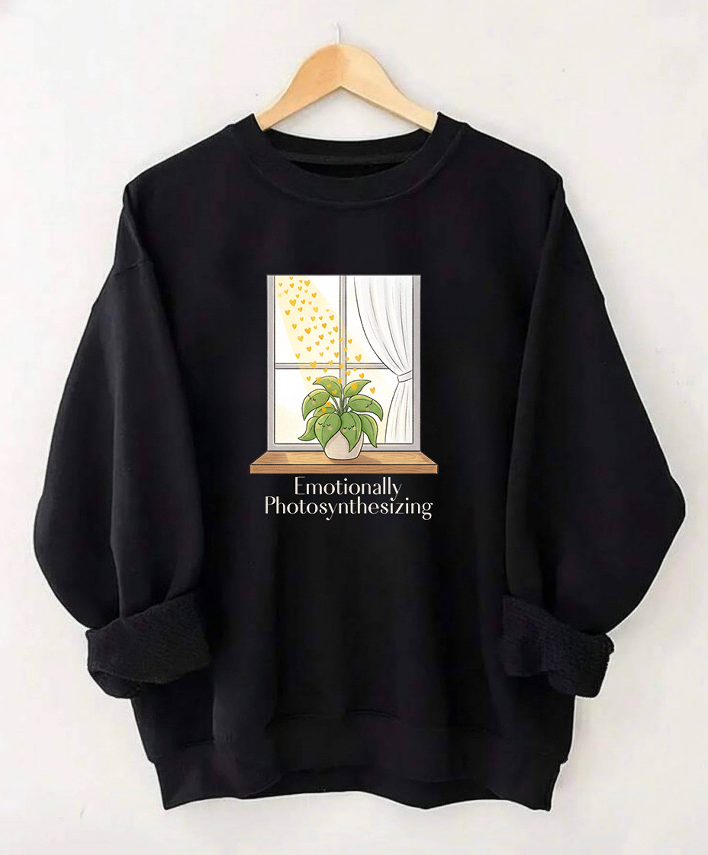 Emotionally Photosynthesizing Sweatshirt, Valentine’S Day Plant Lover Gift, Cozy Botanical Crewneck, Houseplant Lover...