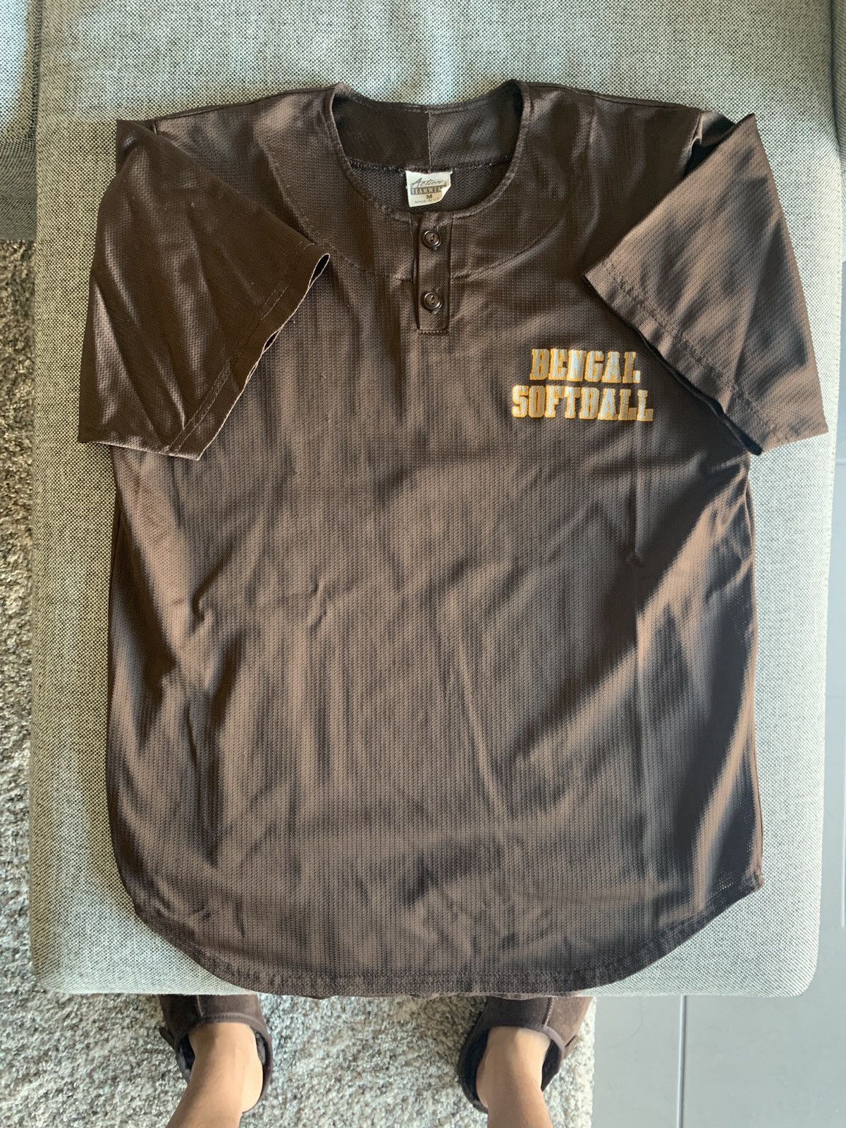 Vintage 80s Mesh Shirt Henley Bengal Softball 1980s Usa Hoodie, Sweatshirt | PodTeesHub.com